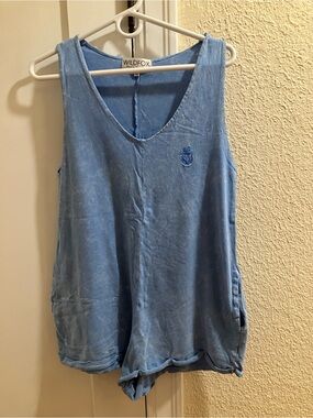 Wildfox Washed Sky Blue Sleeveless Romper